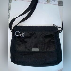 Kipling Black Crossbody Shoulder Bag with Silver Monkey Charm Rare